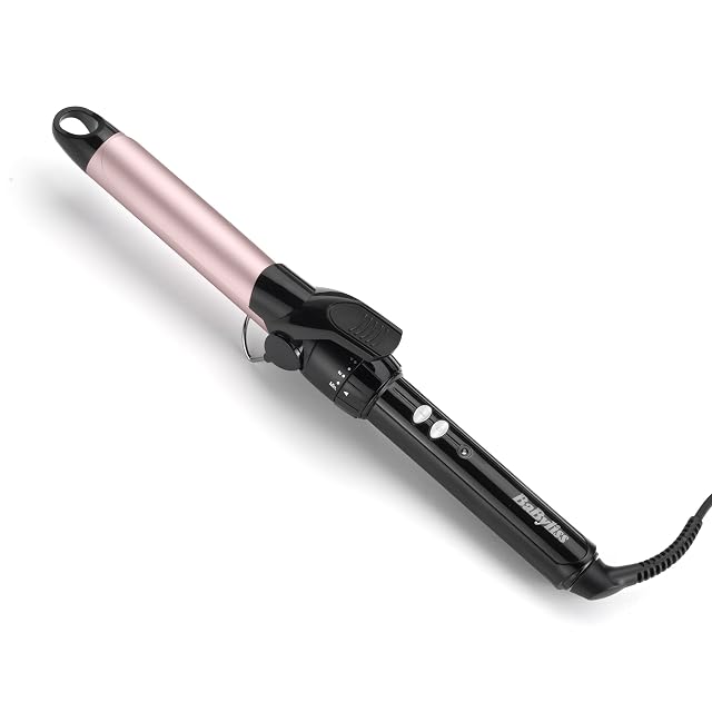 Fer à boucler BaByliss C325E de 25 mm, noir et rose, avec support intégré