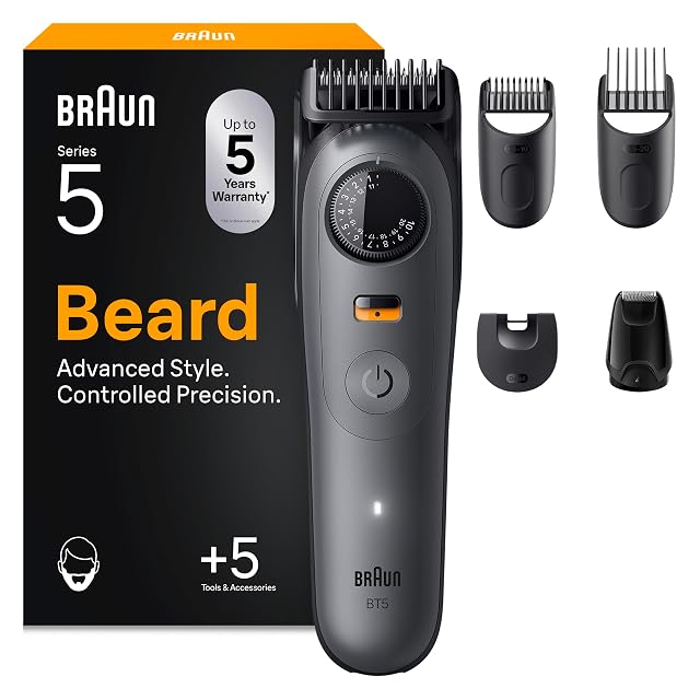 Tondeuse à barbe Braun Series 5 BT5525 avec molette de précision et accessoires de coiffage