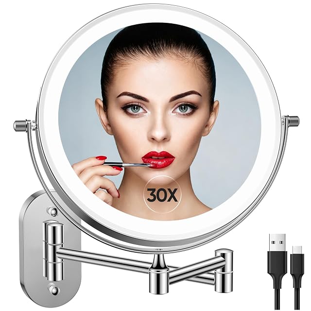 Miroir lumineux mural FUNTOUCH sur bras extensible