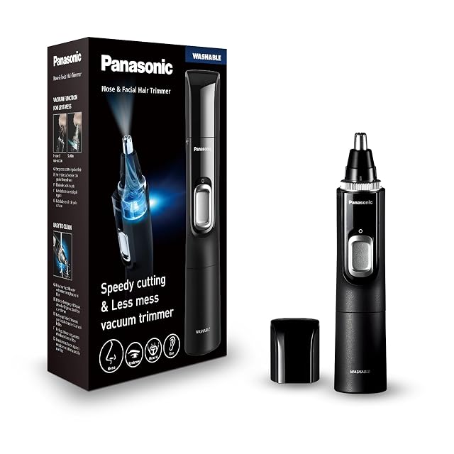 Tondeuse nez et oreilles Panasonic ER-GN300 noire avec système d’aspiration