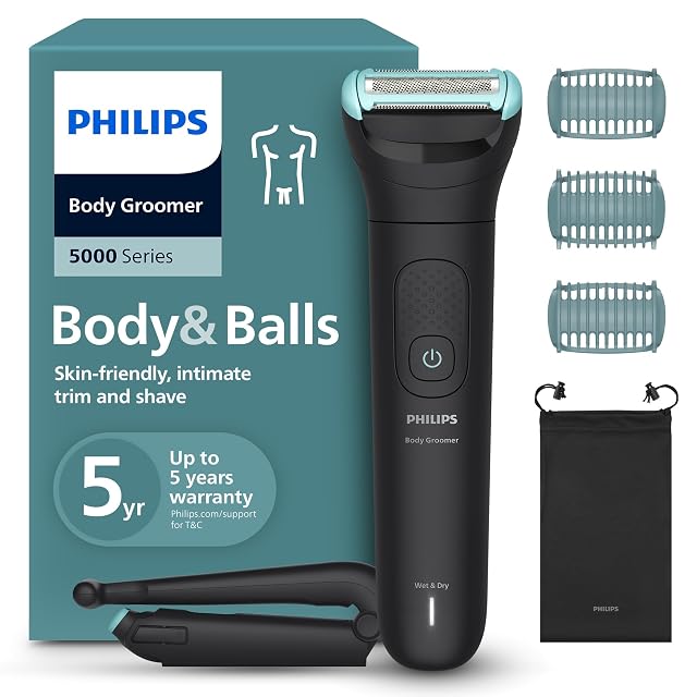 Tondeuse corps Philips Bodygroom 5000 BG5480 avec manche dorsal repliable et sabots corps