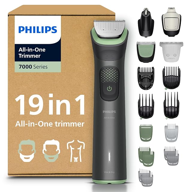 Coffret de coiffure Philips Multigroom 7000 MG7962 en dix-neuf pièces avec lame métal et tondeuse de précision