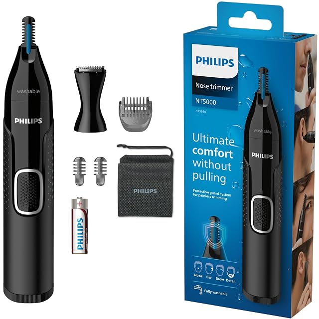 Tondeuse nez Philips Nose Trimmer 5000 NT5650 avec sabots et tête de précision