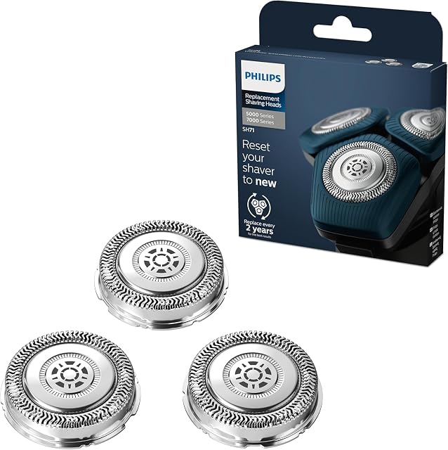 Têtes de rasoir de rechange Philips SH71/50 en acier inoxydable, jeu de trois