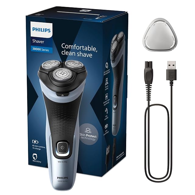 Rasoir rotatif Philips Shaver Series 3000X X3053 bleu ciel